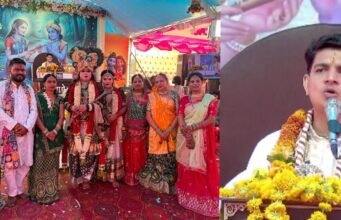 भागवत कथा छठा दिन: कंस वध प्रसंग के साथ आज धूमधाम से मनाया गया श्रीकृष्ण-रुक्मिणी विवाहोत्सव