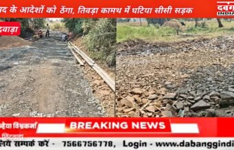 जनपद के आदेशों को ठेंगा, तिवड़ा कामथ में घटिया सीसी सड़क